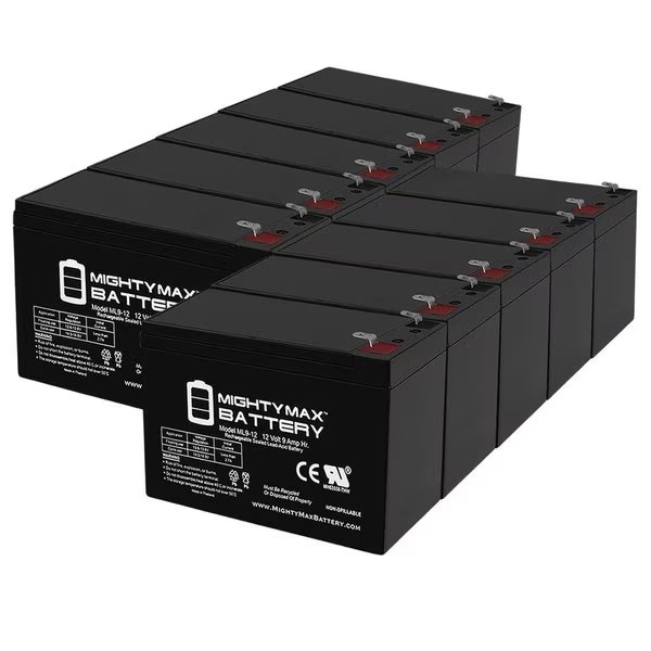 12V 9Ah SLA Battery Replacement for Leadman UPS 500 - 10PK, Mighty Max Battery, Mfr#: MAX3829110